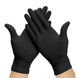 Gants Nitrile sans Poudre Noir Taille S AQL 1.5 (1000 Utés)