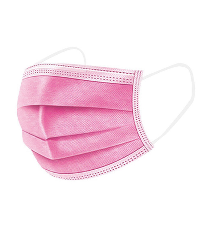 Masque Chirurgical avec élastiques 3 Plis Type I Rose (1000 Utés) Masque Chirurgical avec élastiques 3 Plis Type I Rose (1000 Utés)