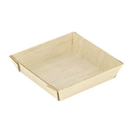 Assiette Carrée Mini en Bois 6x6x1,5cm (20 Utés)