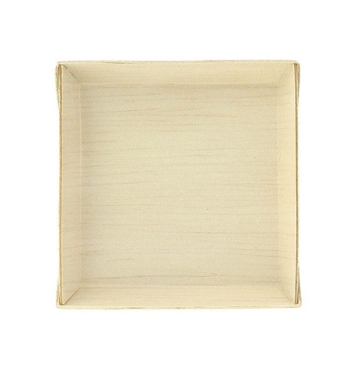 Assiette Carrée Mini en Bois 7x7x1,5cm (20 Unités) Assiette Carrée Mini en Bois 7x7x1,5cm (20 Unités)