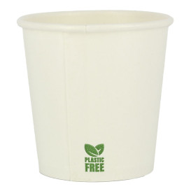 Gobelet en Carton sans Plastique 4Oz/120ml Blanc Ø6,2cm (100 Unités)