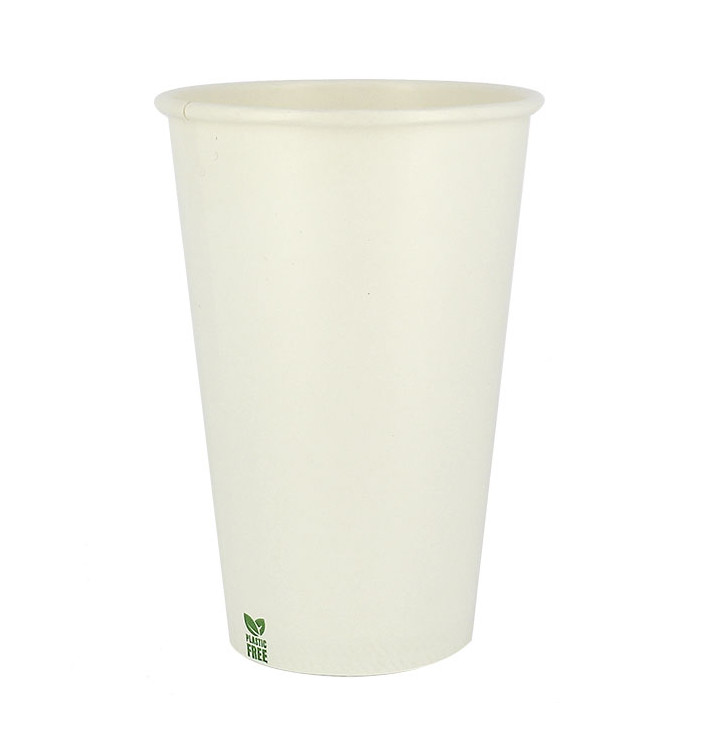 Gobelet en Carton sans Plastique 16 Oz/480ml Blanc Ø9cm (50 Unités)