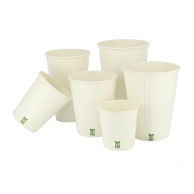 Gobelet en Carton sans Plastique 8 Oz/240ml Blanc Ø8cm (1.000 Utés)