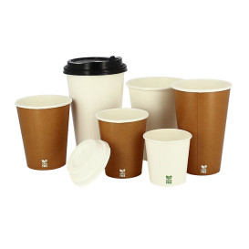 Gobelet en Carton sans Plastique 14 Oz/420ml "Caramel" Ø9cm (50 Unités)