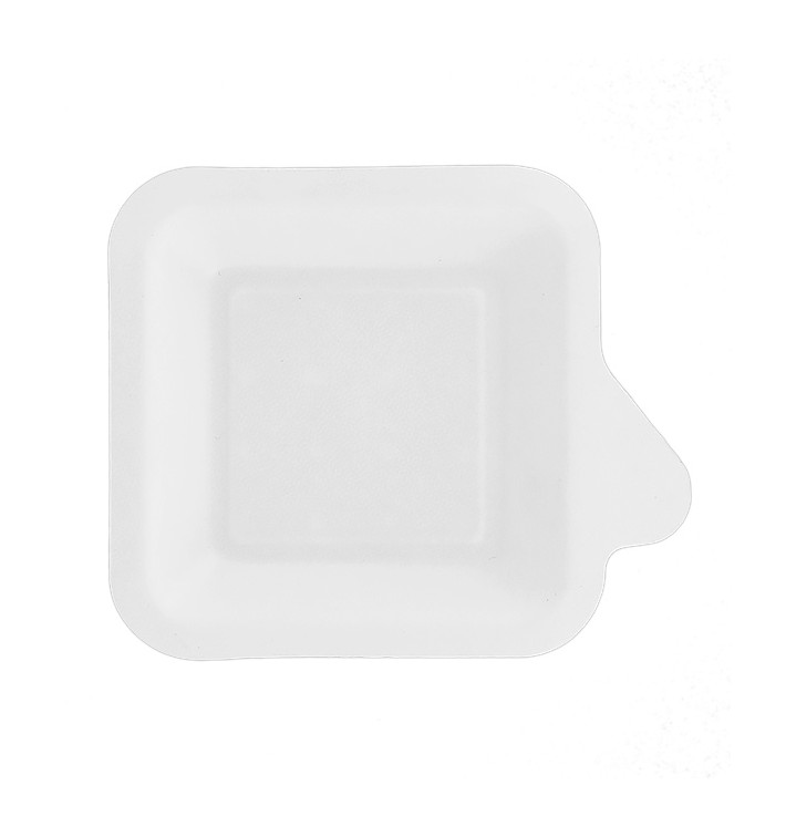 Assiette Languette Canne à Sucre Blanc 11x11cm (50 Utés) Assiette Languette Canne à Sucre Blanc 11x11cm (50 Utés)