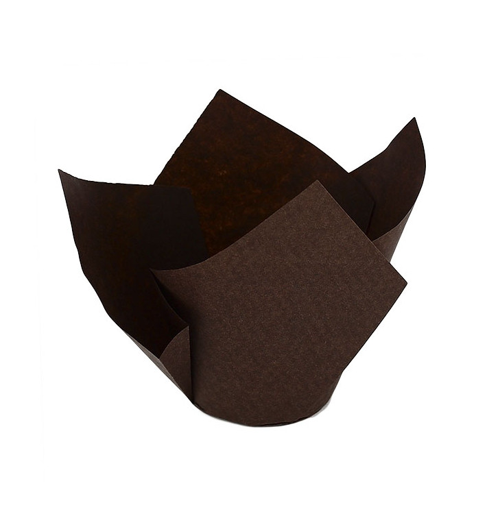 Caissette Muffin Tulipe Twist Ø50x65/98 mm Marron (2.000 Utés) Caissette Muffin Tulipe Twist Ø50x65/98 mm Marron (2.000 Utés)