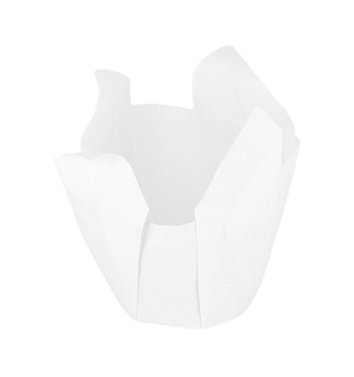 Caissette Muffin Tulipe Ø50x50/80 mm Blanche (125 Utés) Caissette Muffin Tulipe Ø50x50/80 mm Blanche (125 Utés)