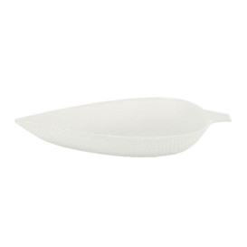Mini Assiette Canne à Sucre Feuille Blanc 9x6cm (50 Utés)