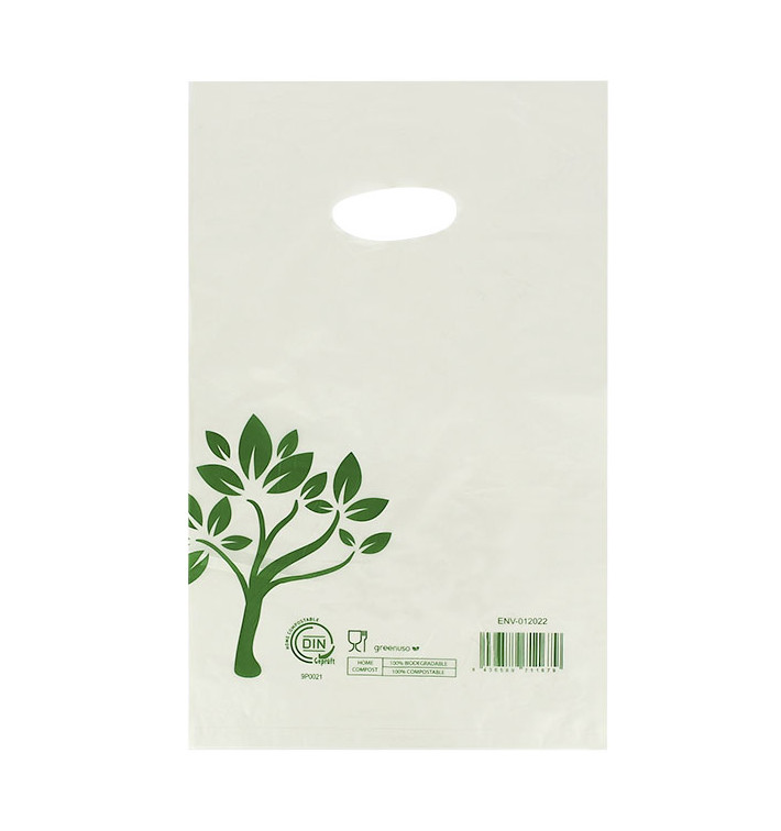 Sac avec Anses Découpées Home Compost “Be Eco!” 20x33cm (100 Utés) Sac avec Anses Découpées Home Compost “Be Eco!” 20x33cm (100 Utés)