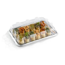 Plateau Plastique Rectangulaire Argenté 35x24 cm (5 Utés)