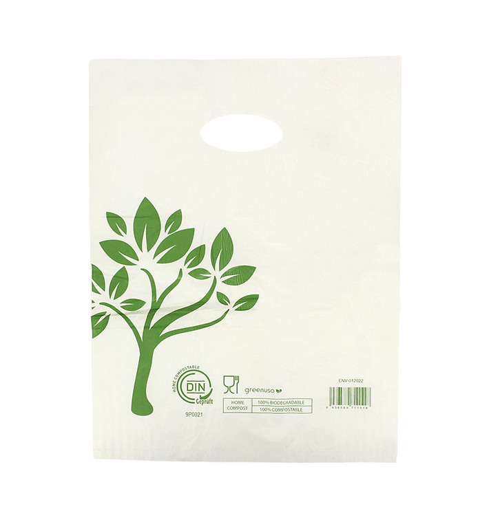Sac avec Anses Découpées Home Compost “Be Eco!” 30x40cm (100 Utés) Sac avec Anses Découpées Home Compost “Be Eco!” 30x40cm (100 Utés)