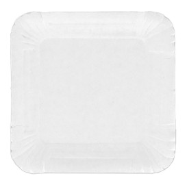 Plat carré en Carton Blanc 13x13 cm (100 Utés)