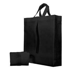 Sac Non-Tissé PREMIUM Pliable Noir 40+15x40cm (25 Utés)