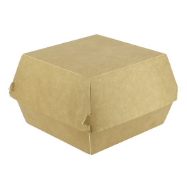 Boîte à Hamburger Carton Kraft Mega Double Fermeture 15,5x15,5x10cm (200 Utés)