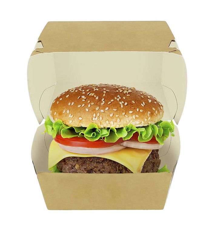 Boîte à Hamburger XXL Kraft Double Fermeture 13x13x9cm (50 Utés) Boîte à Hamburger XXL Kraft Double Fermeture 13x13x9cm (50 Utés)