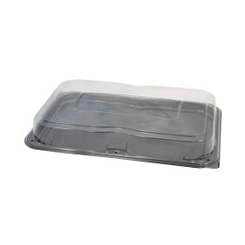 Plateau en plastique Noir avec couvercle 55x37 cm (25 Utés)