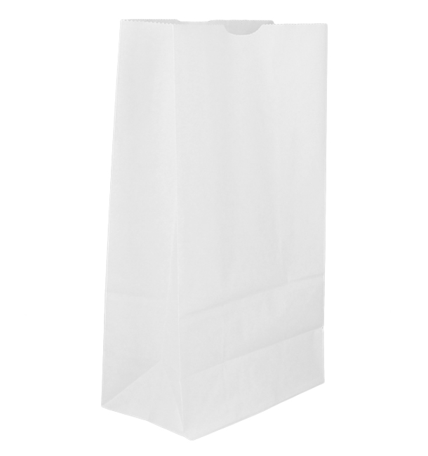 Sac en papier Kraft Blanc sans anses 50g/m² 12+8x24cm (25 Unités)