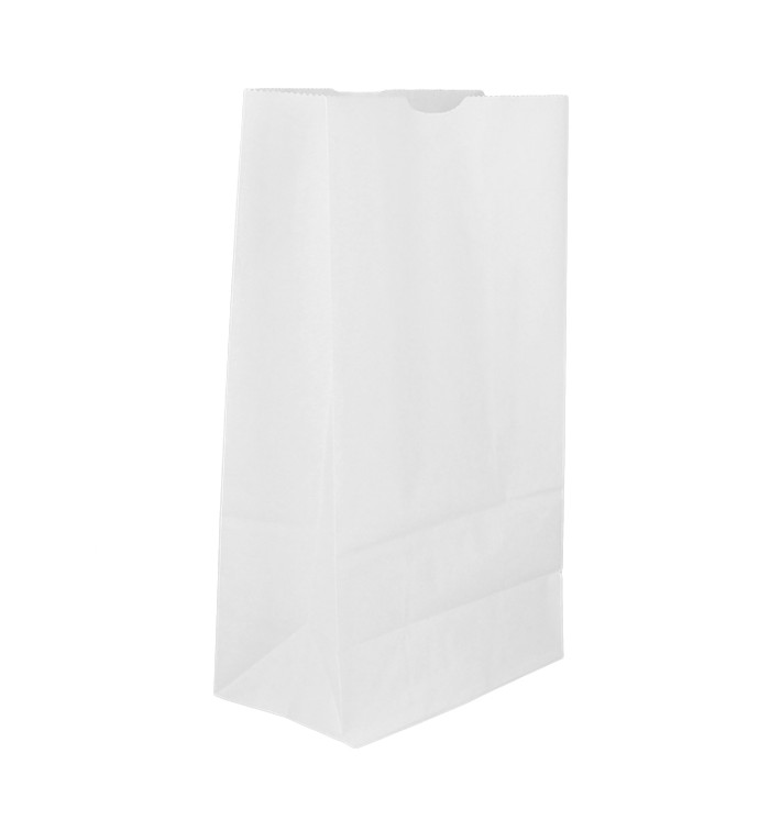 Sac en papier Kraft Blanc sans anses 50g/m² 12+8x24cm (25 Unités)