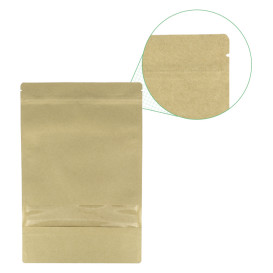 Sac DoyPack Kraft avec fermeture et fenêtre 16+8x26cm (1000 Utés)