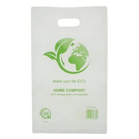 Sac en Plastique avec Anses Découpées Bio Home Compost 20x33 cm (100 Utés)
