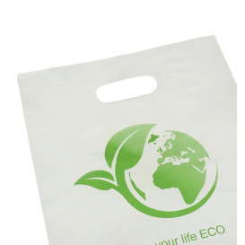Sac en Plastique avec Anses Découpées Bio Home Compost 20x33 cm (100 Utés)