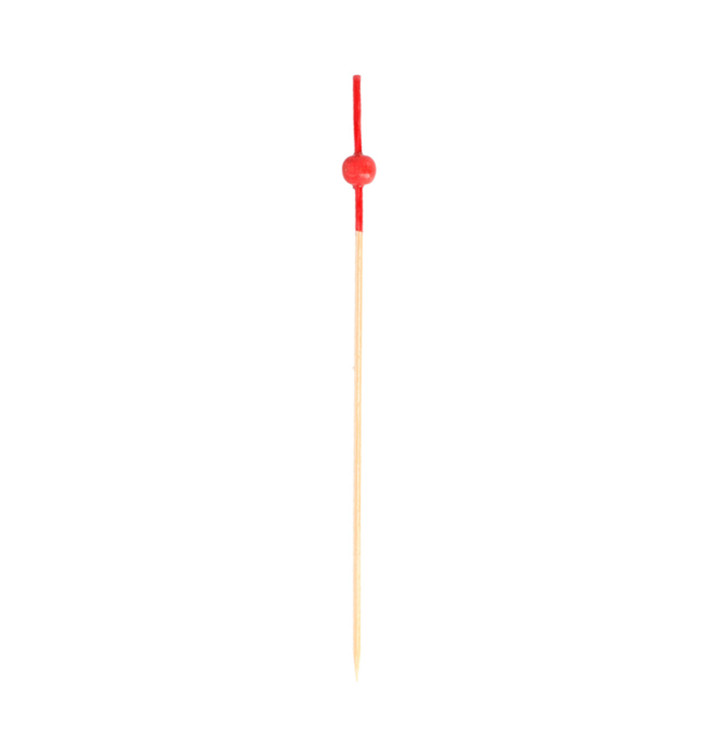 Pique en Bambou décoré boule rouge 90mm (100 Unités) Pique en Bambou décoré boule rouge 90mm (100 Unités)