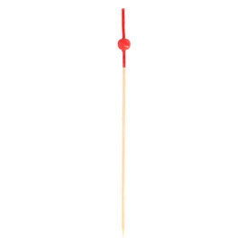 Pique en Bambou décoré boule rouge 120mm (100 Utés)