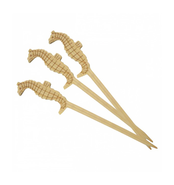 Pique en Bambou Décoré Hippocampe 90mm (100 Unités) Pique en Bambou Décoré Hippocampe 90mm (100 Unités)