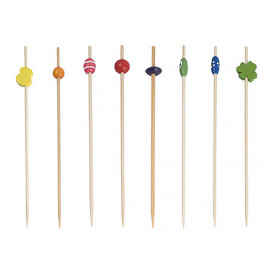 Pique en Bambou Décoré Assortiment 120mm (100 Unités)