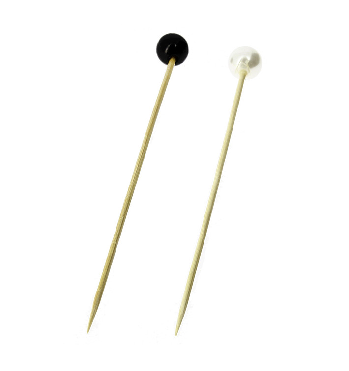 Pique en Bambou Décoré Perle 90mm (100 Unités) Pique en Bambou Décoré Perle 90mm (100 Unités)