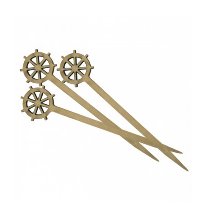 Pique en Bambou Décoré Gouvernail 90mm (10000 Unités) Pique en Bambou Décoré Gouvernail 90mm (10000 Unités)