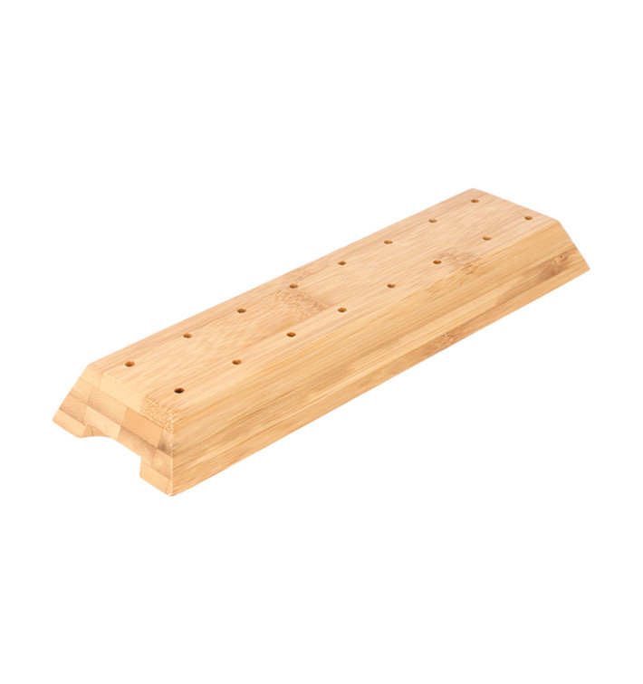 Support en Bambou Marron pour Piques 20x6x2cm (48 Utés) Support en Bambou Marron pour Piques 20x6x2cm (48 Utés)