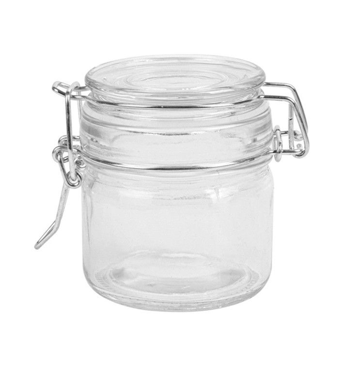 Bocal en Verre Hermétique 80 ml Ø6x7 cm (48 Utés) Bocal en Verre Hermétique 80 ml Ø6x7 cm (48 Utés)