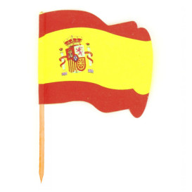 Pique en Bois Drapeau "Espagne" 65mm (144 Unités)