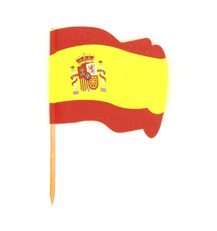 Pique en Bois Drapeau Espagne 6,5cm (144 Unités)