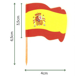 Pique en Bois Drapeau "Espagne" 65mm (144 Unités)