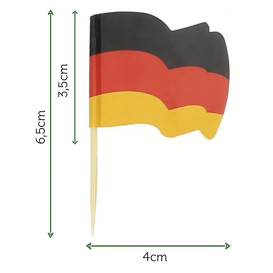 Pique en Bois Drapeau "Allemagne" 65mm (144 Unités)