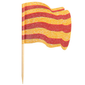 Pique en Bois Drapeau "Catalogne" 65mm (144 Unités)