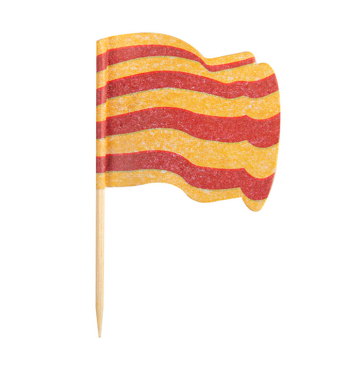 Pique en Bois Drapeau "Catalogne" 65mm (14.400 Unités) Pique en Bois Drapeau "Catalogne" 65mm (14.400 Unités)