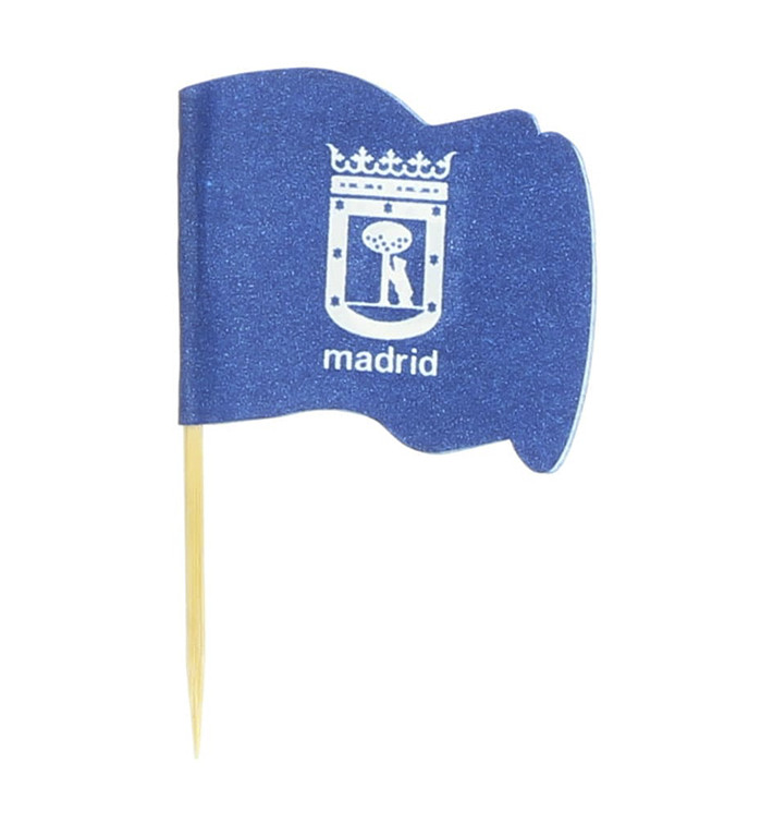 Pique en Bois Drapeau "Madrid" 65mm (14.400 Unités) Pique en Bois Drapeau "Madrid" 65mm (14.400 Unités)