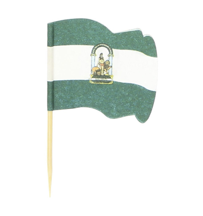 Pique en Bois Drapeau "Andalousie" 65mm (144 Unités) Pique en Bois Drapeau "Andalousie" 65mm (144 Unités)