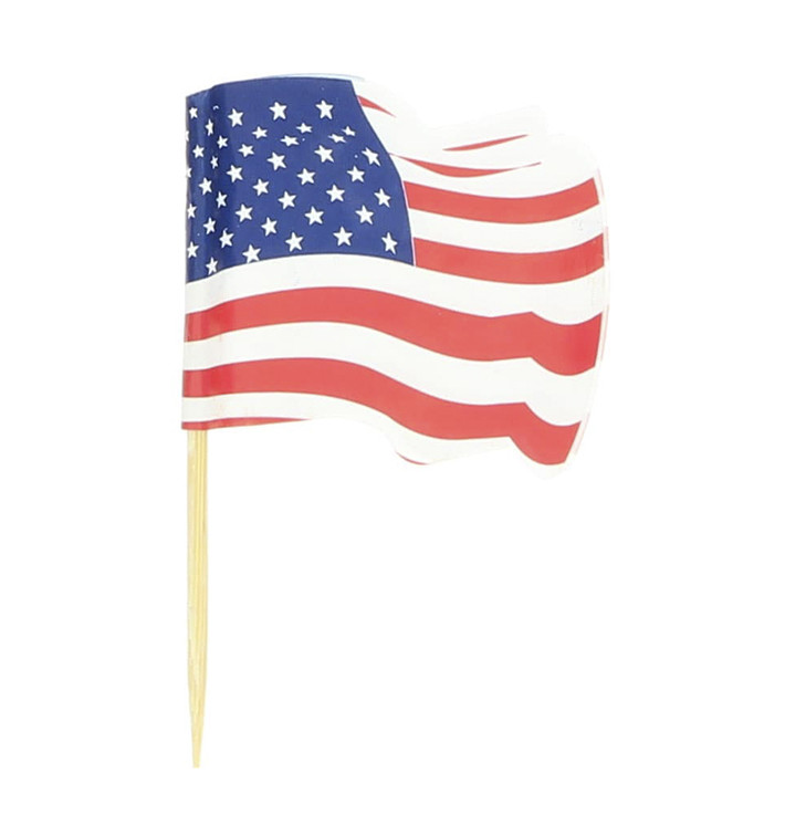 Pique en Bois Drapeau "USA" 65mm (144 Unités) Pique en Bois Drapeau "USA" 65mm (144 Unités)