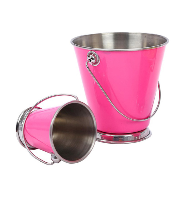 Mini Seau en Acier Inoxydable Rose Ø9x9cm (1 Uté) Mini Seau en Acier Inoxydable Rose Ø9x9cm (1 Uté)