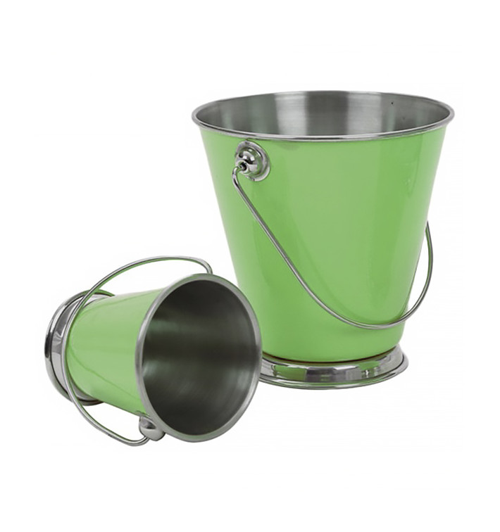 Mini Seau en Acier Inoxydable Vert Ø12x12cm (1 Uté) Mini Seau en Acier Inoxydable Vert Ø12x12cm (1 Uté)