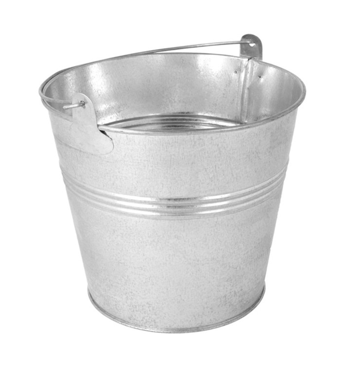Mini Seau en Metal Argent Ø14x14cm (12 Utés) Mini Seau en Metal Argent Ø14x14cm (12 Utés)