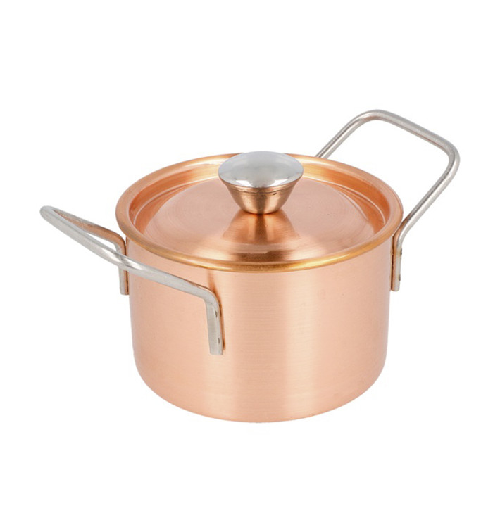 Mini Cocotte avec couvercle Inox. Cuivre Ø9x6cm (1 Uté)