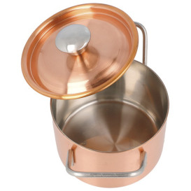 Mini Cocotte avec couvercle Inox. Cuivre Ø9x6cm (1 Uté)