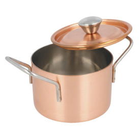 Mini Cocotte avec couvercle Inox. Cuivre Ø9x6cm (6 Utés)