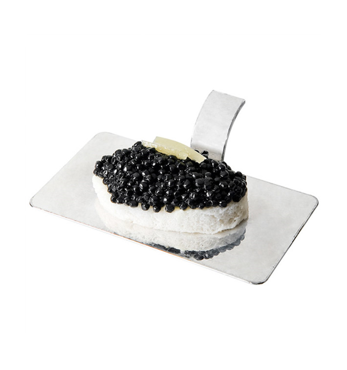 Assiette Dégustation avec Manche Argenté 10x5,5cm (1296 Utés) Assiette Dégustation avec Manche Argenté 10x5,5cm (1296 Utés)