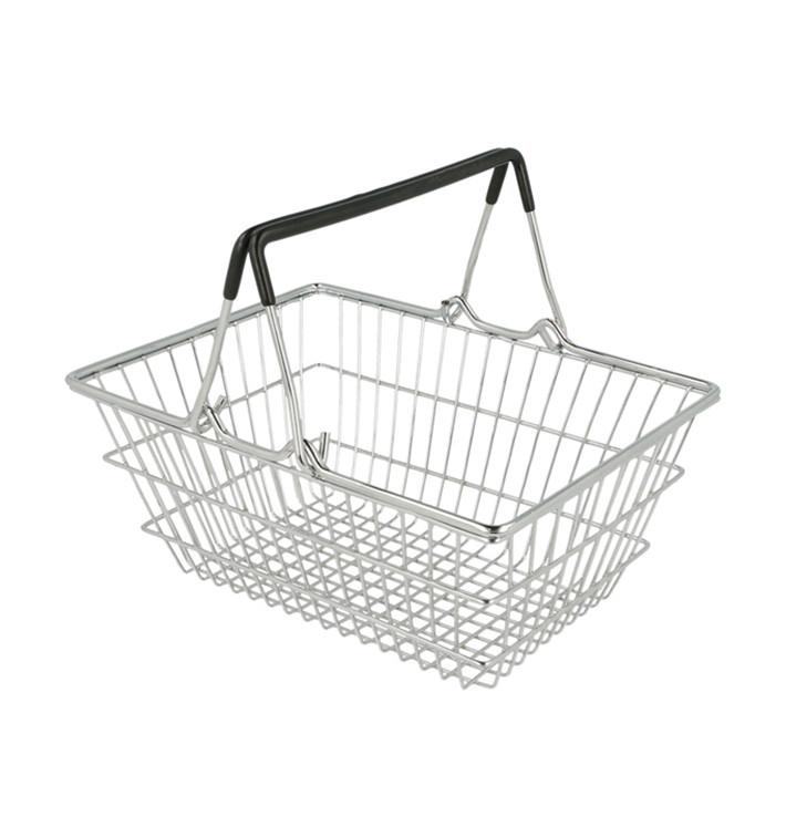 Mini Panier de Supermarché Acier Inox. 18,5x13,5x9cm(6 Utés)